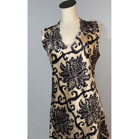 KOMAROV Women's Midi Cocktail Dress size 2X Crinkle Lace Trim V-Neck Whimsygoth - Picture 2 of 15